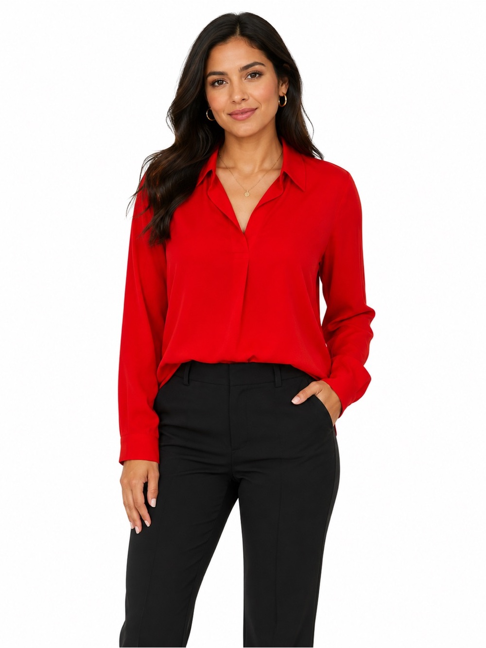 Rafaella Red Long Sleeve Blouse – Size Medium